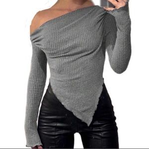 SHEIN | Off Shoulder Grey Long Sleeve